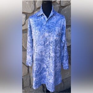 Ralph Lauren Blue Paisley Night Shirt Small Embroidered Logo Womens Excellent